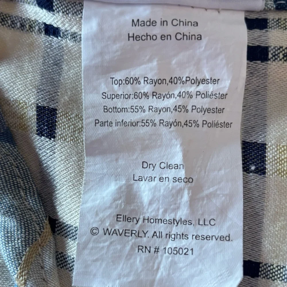 VTG Williamsburg Double Layered Scalloped Plaid Valance Blue Cream 72